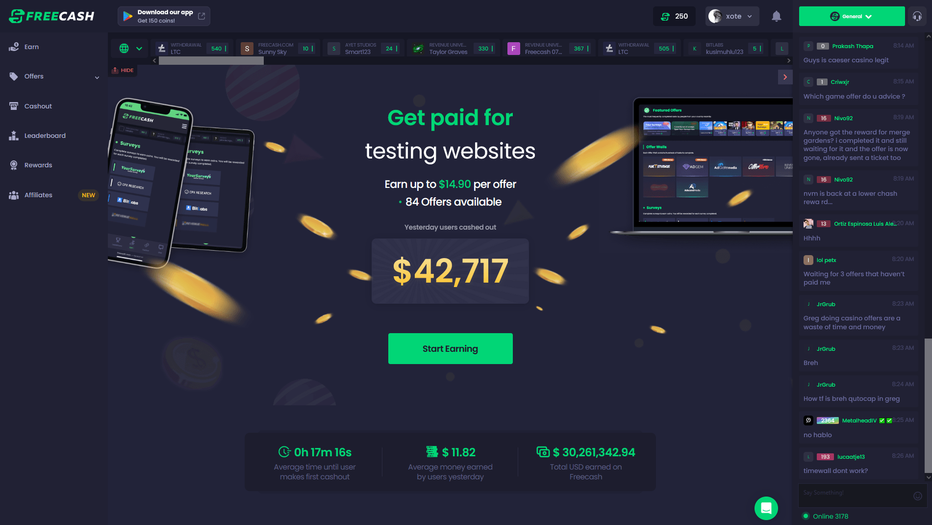 Freecash — Главная